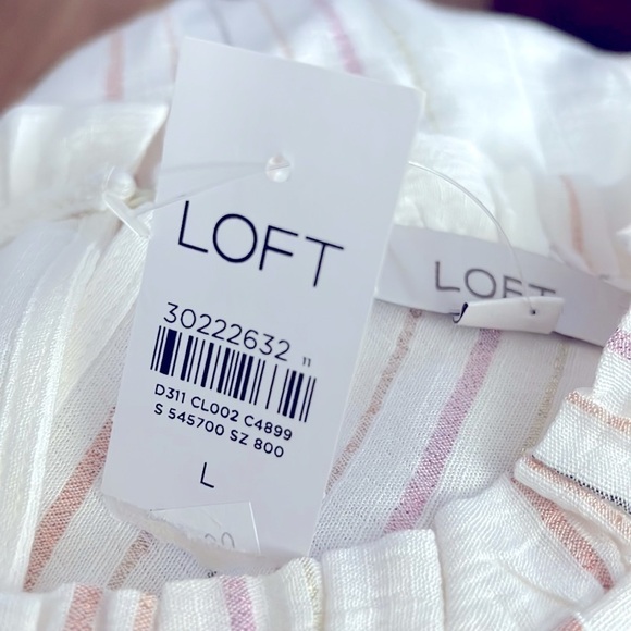 Loft Shimmer Striped Ruffled Sleeveless Top size L NWT - Picture 7 of 9